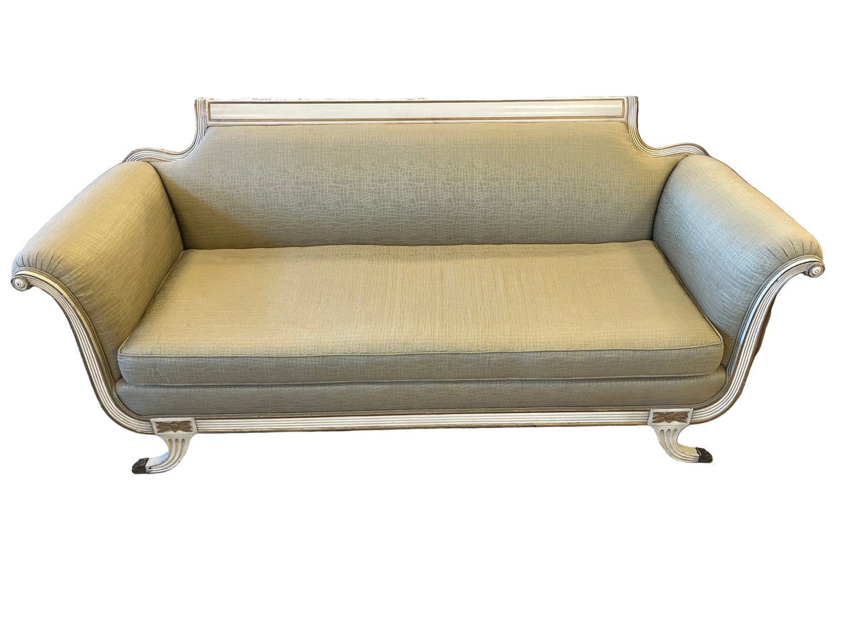 Antique Canape French Neoclassical Style Carved Wood Frame Sofa