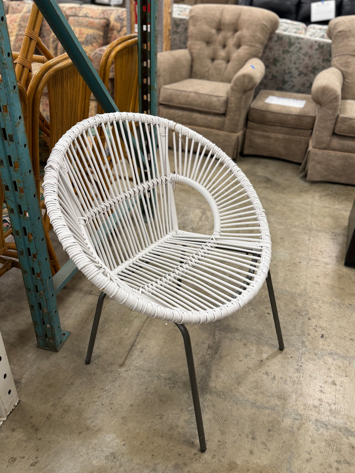 White Rattan-Styled Lounge Chair