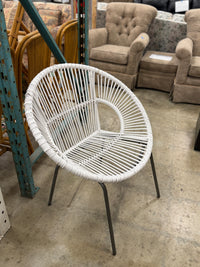 White Rattan-Styled Lounge Chair