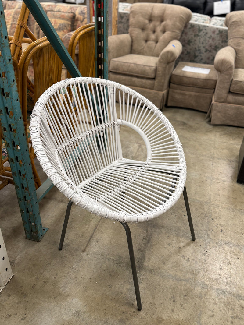 White Rattan-Styled Lounge Chair