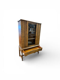 Solid Wood Display Cabinet With Drawer & Glass Front