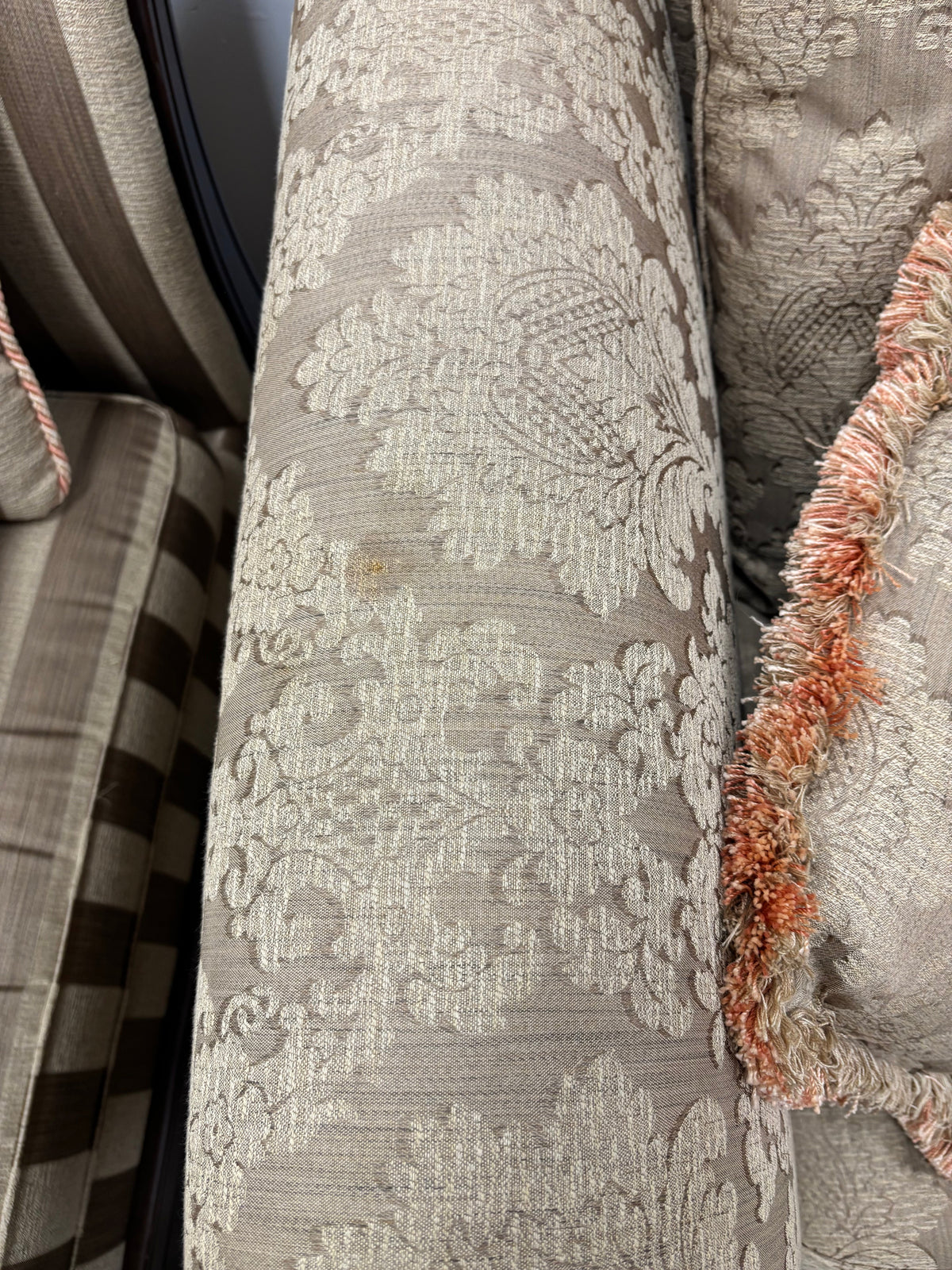 Traditional Dark Tan Floral Sofa