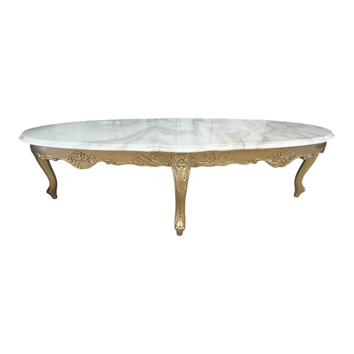 Auriel Oval Coffee Table with Cultured Stone Top