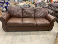 Brown Leather 3-Seater Sofa