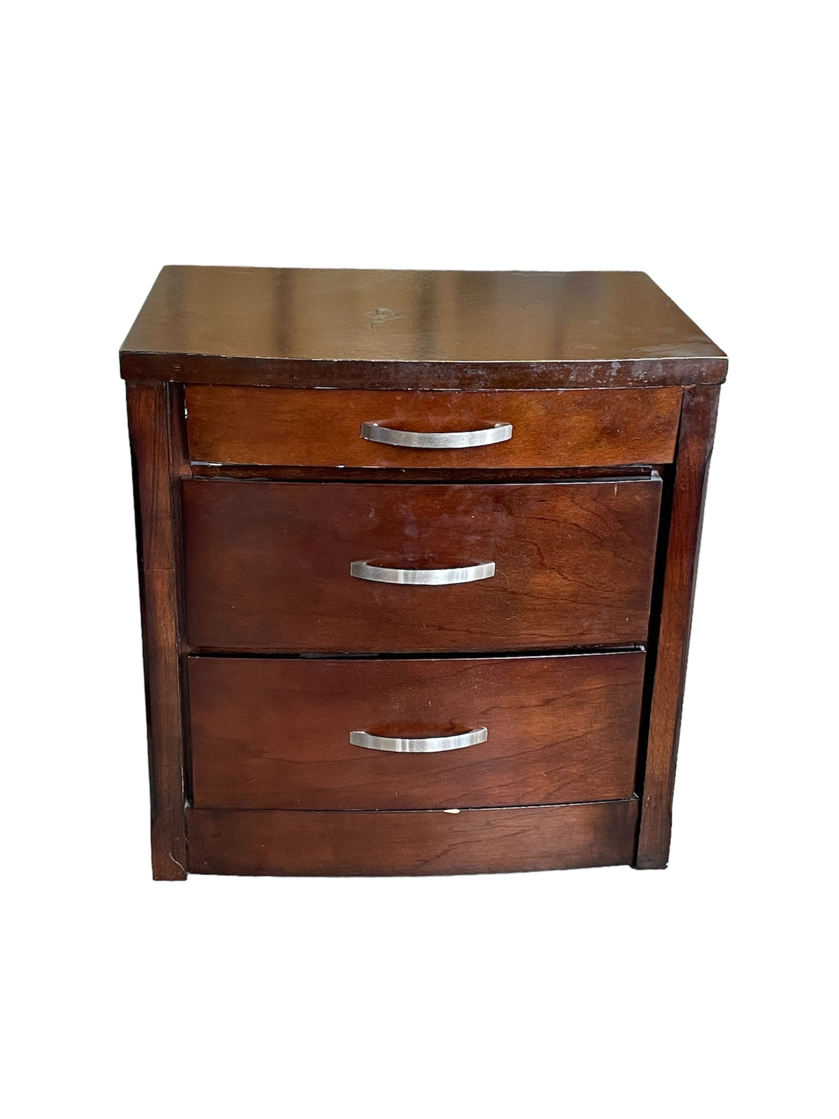 3-Drawer Dark Wood Nightstand