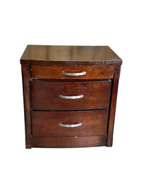 3-Drawer Dark Wood Nightstand