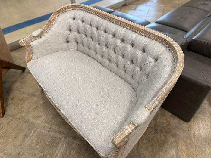 Light Grey Tufted Settee Bench