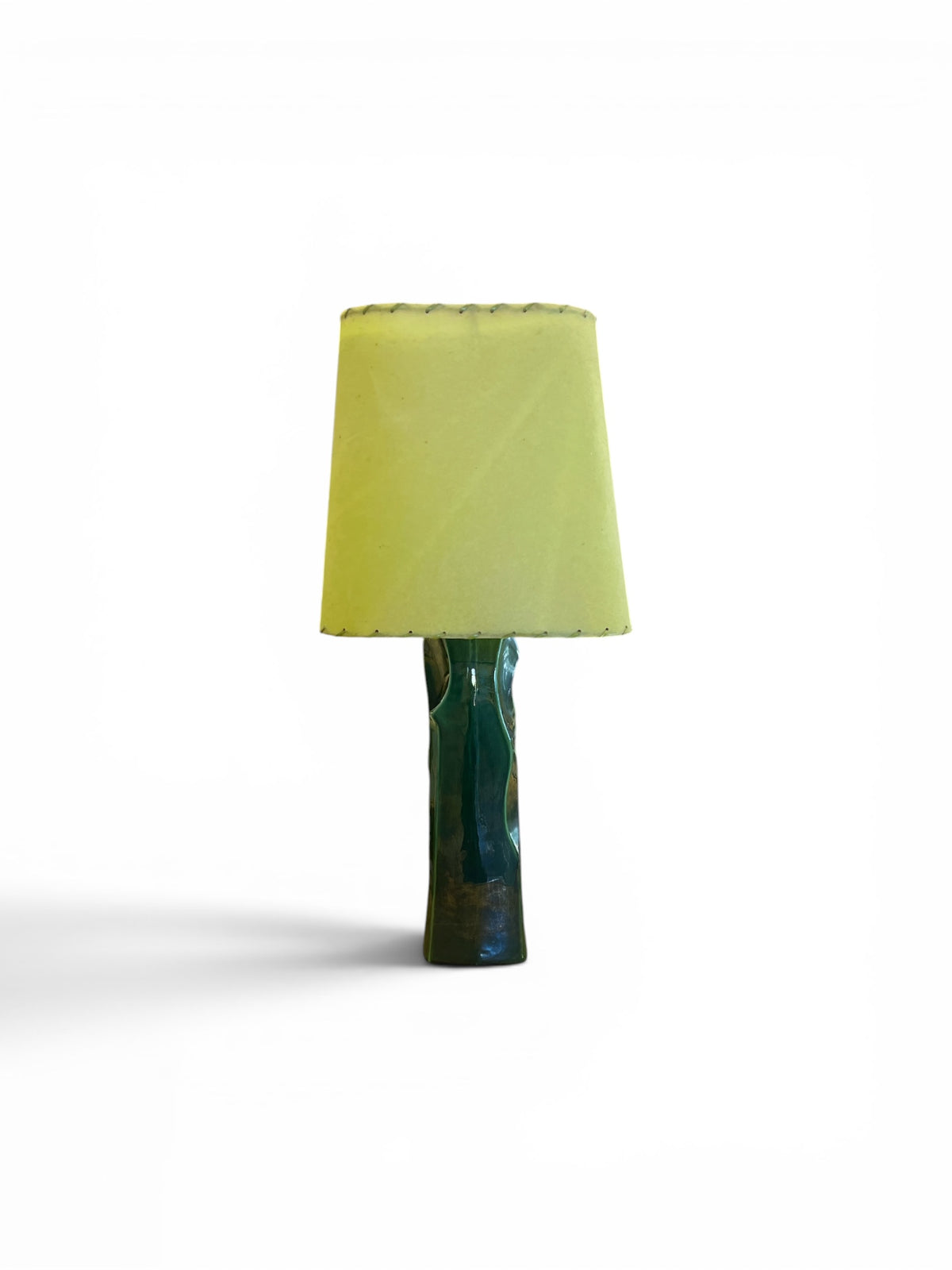 Vintage Mid-Century Modern Ceramic Table Lamp – Chartreuse & Emerald Green