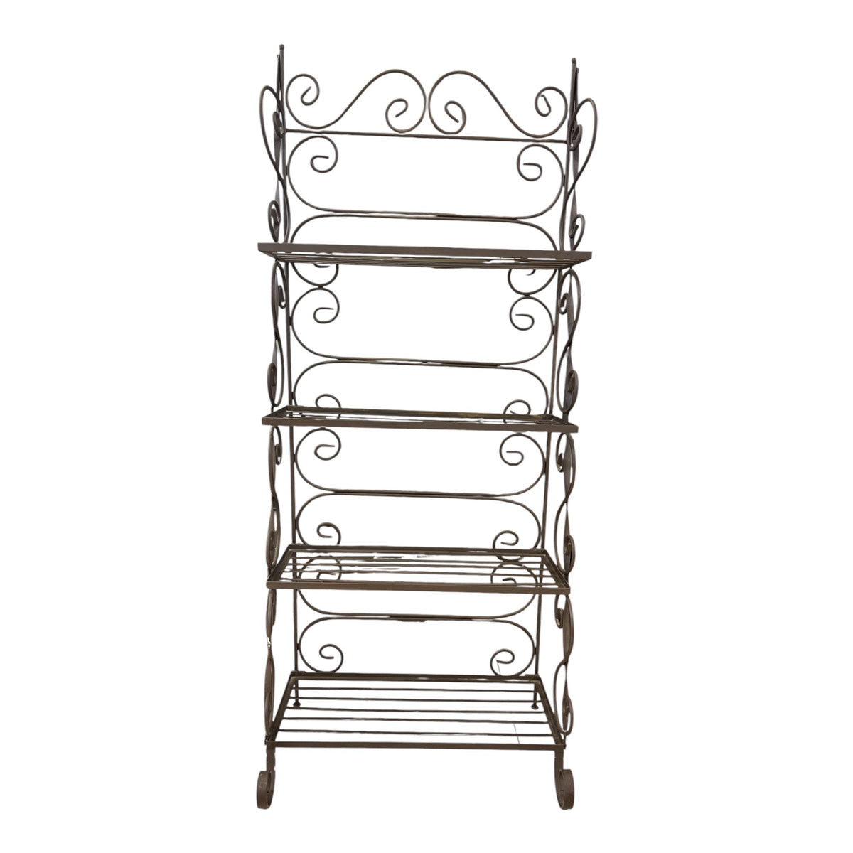 Brown Wrought Iron Bakers Rack