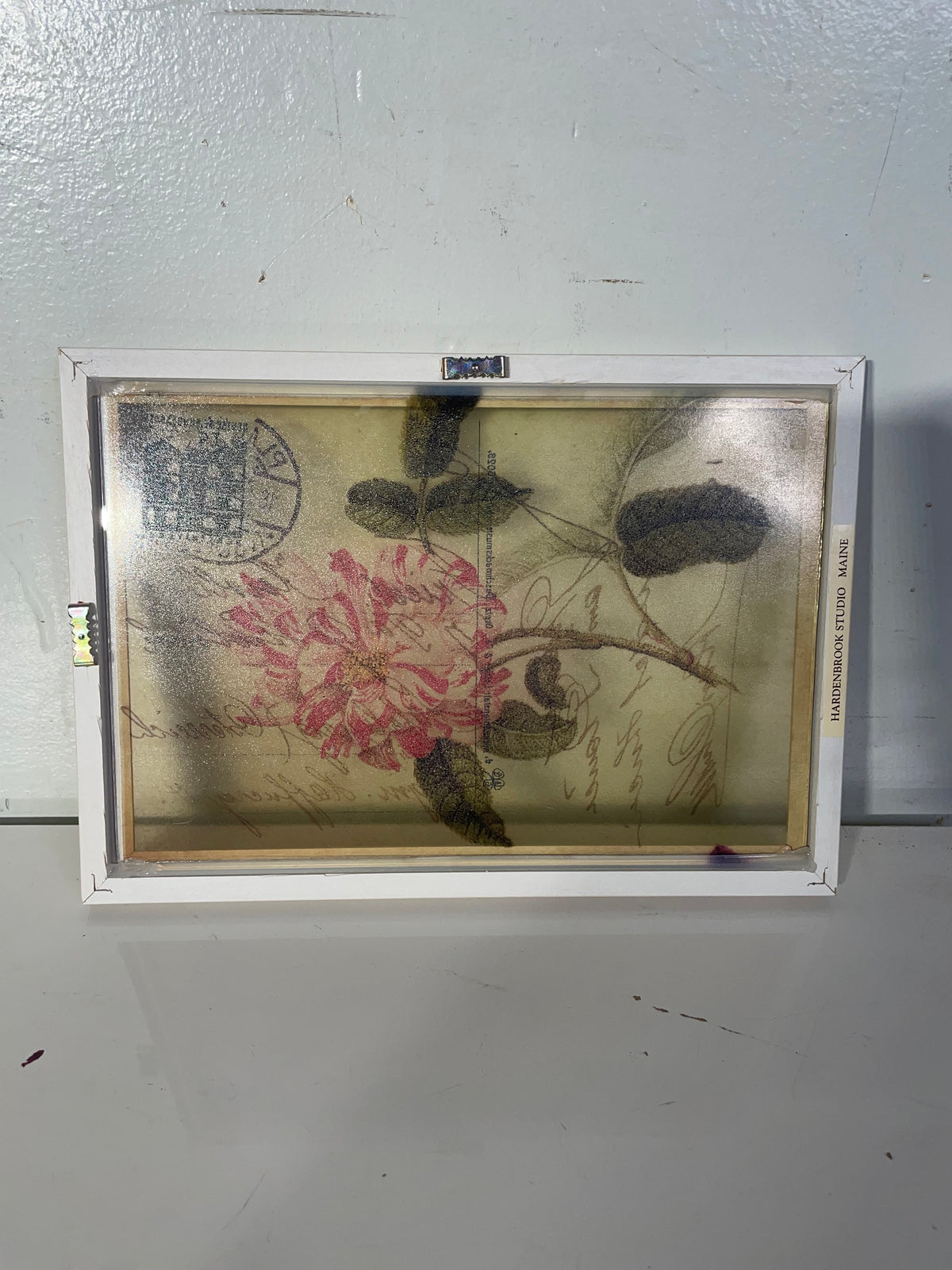 Framed Glass Art - Pink Flower