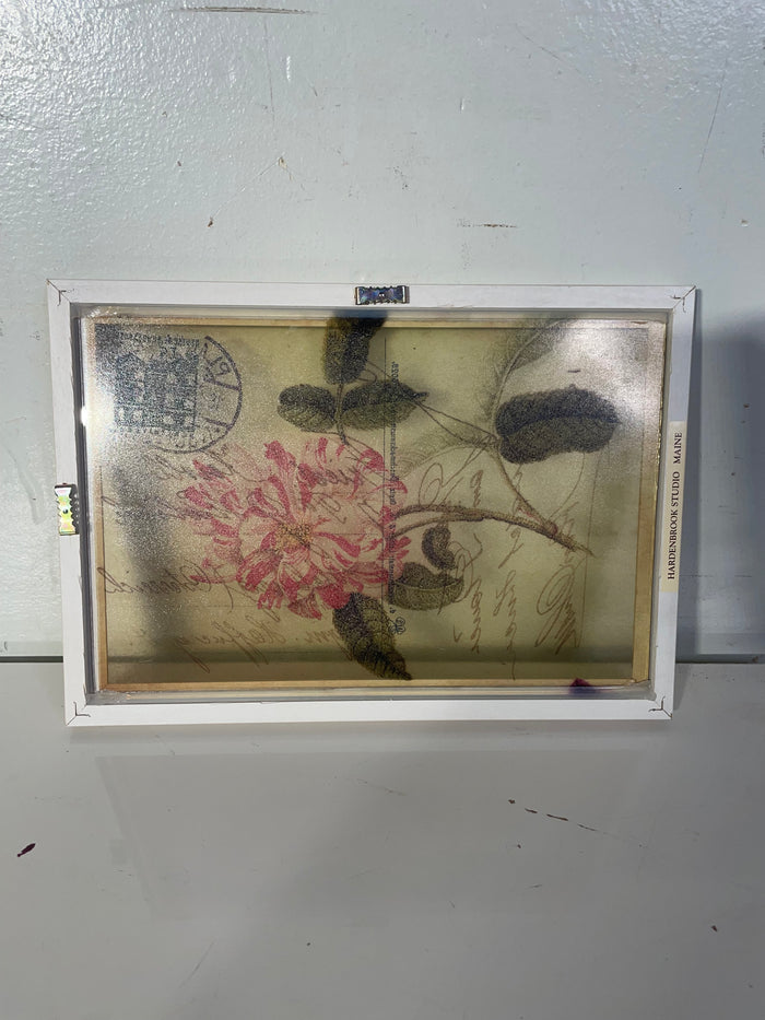 Framed Glass Art - Pink Flower
