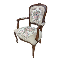 Vintage French Provincial-Inspired Tapestry Upholstered Accent Chair