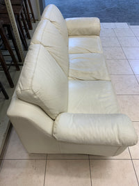 Eggshell White Leather Loveseat