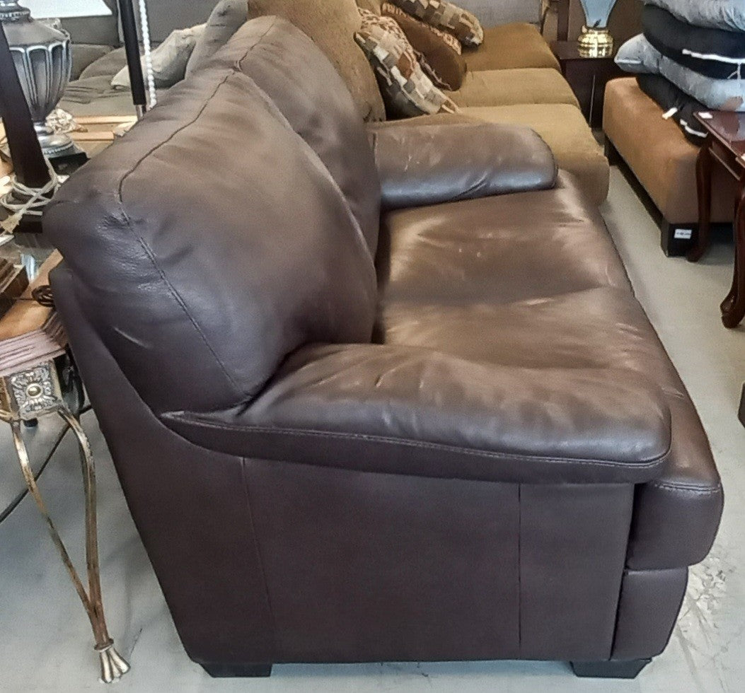Brown Leather 2-Seater Sofa