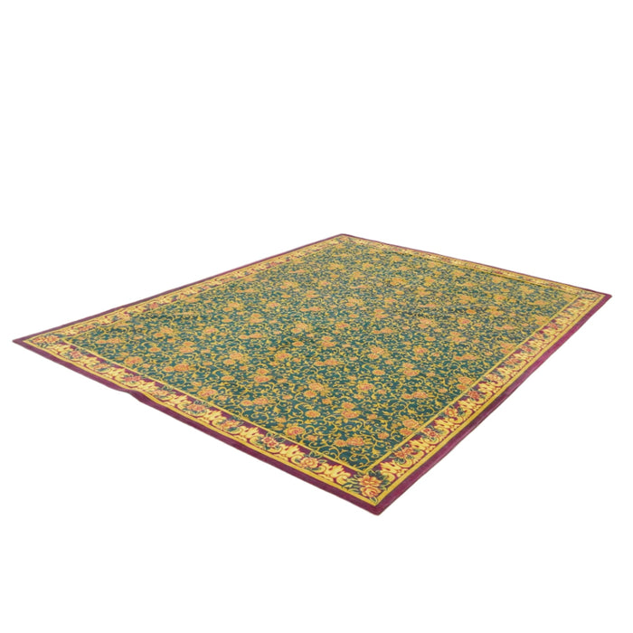 9x12-ft Chenille Floral Rug - Red, Gold, Green