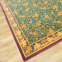 9x12-ft Chenille Floral Rug - Red, Gold, Green