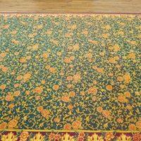 9x12-ft Chenille Floral Rug - Red, Gold, Green