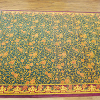 9x12-ft Chenille Floral Rug - Red, Gold, Green