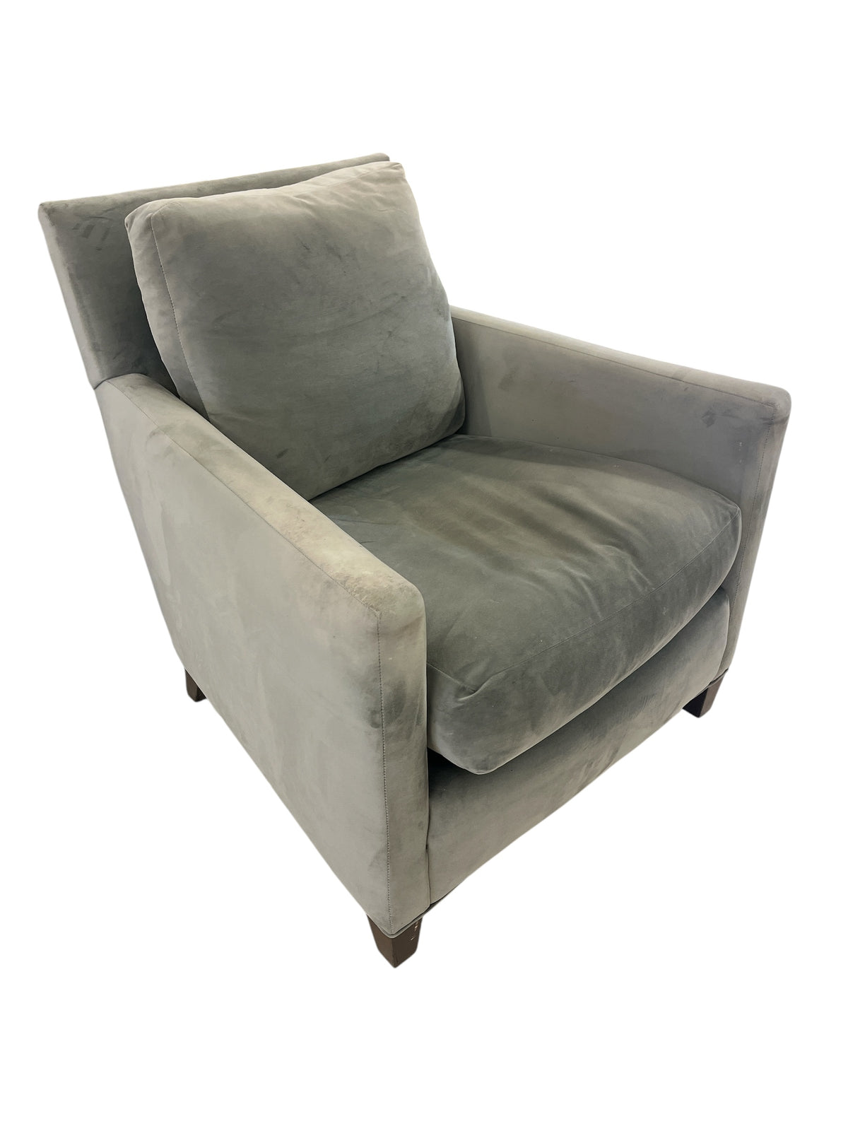 Grey Velvet Upholstered Armchair