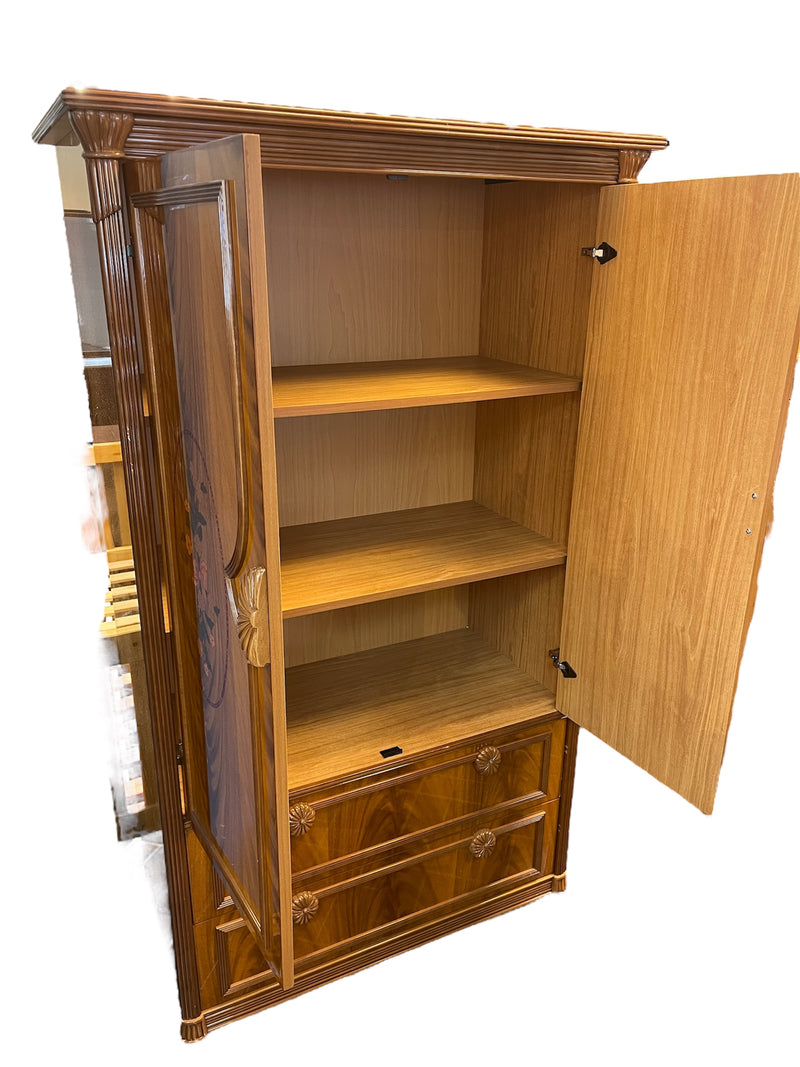 Floral Design Solid Wood Armoire