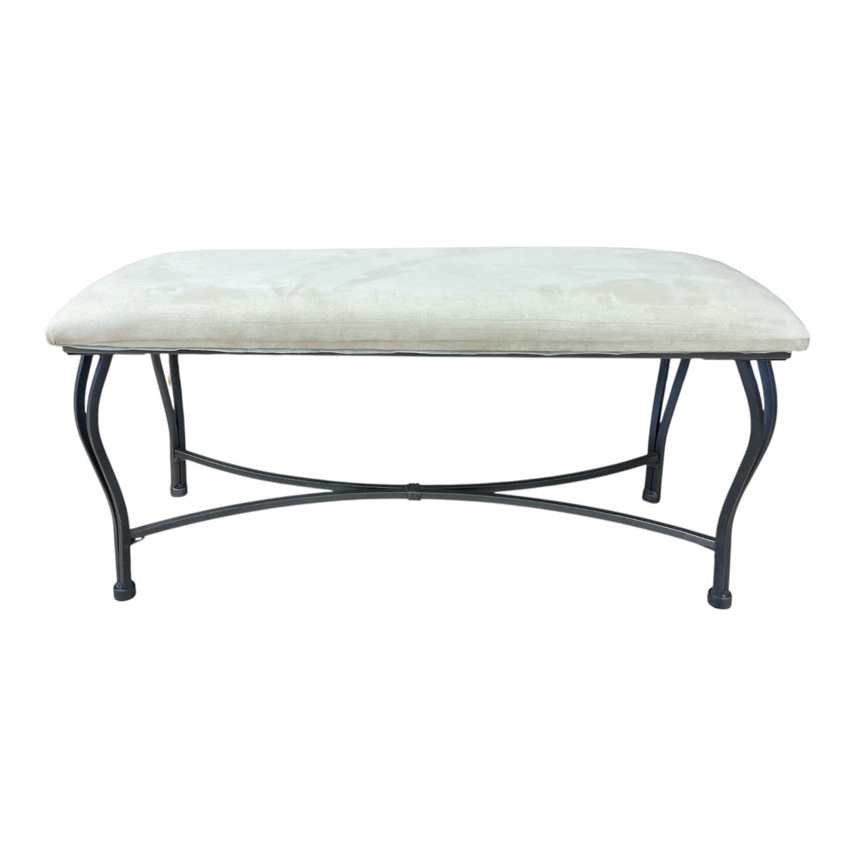 Beige Suede Bench and Iron Base