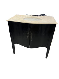 36" Brown Freestanding Vanity With 2-Door & Marble Top