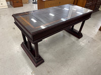 65 In. Wide Traditional Mahogany-Finish Richmond Executive Writing Desk with Glass Top by The Bombay Company