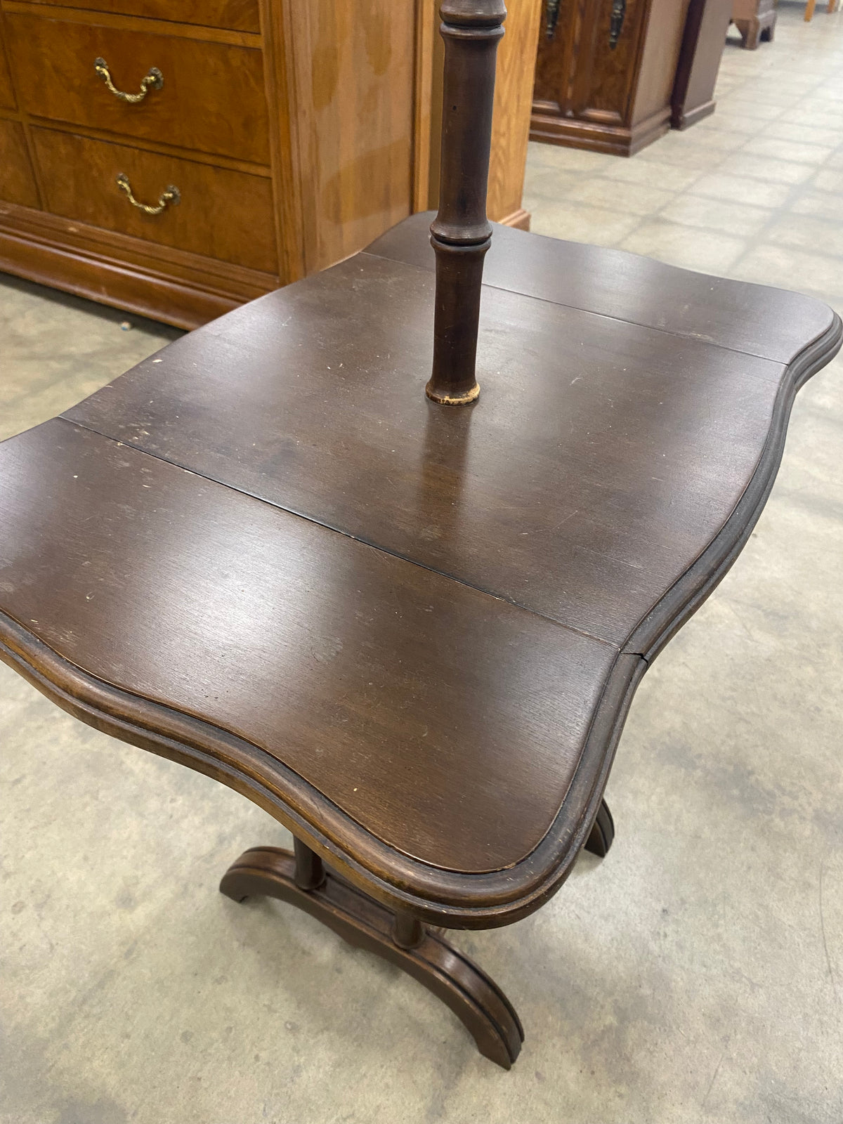 Mid Century Dark Brown Floor Lamp Side Table