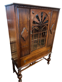Mahogany China Display Cabinet with Glass Door & Carved Legs