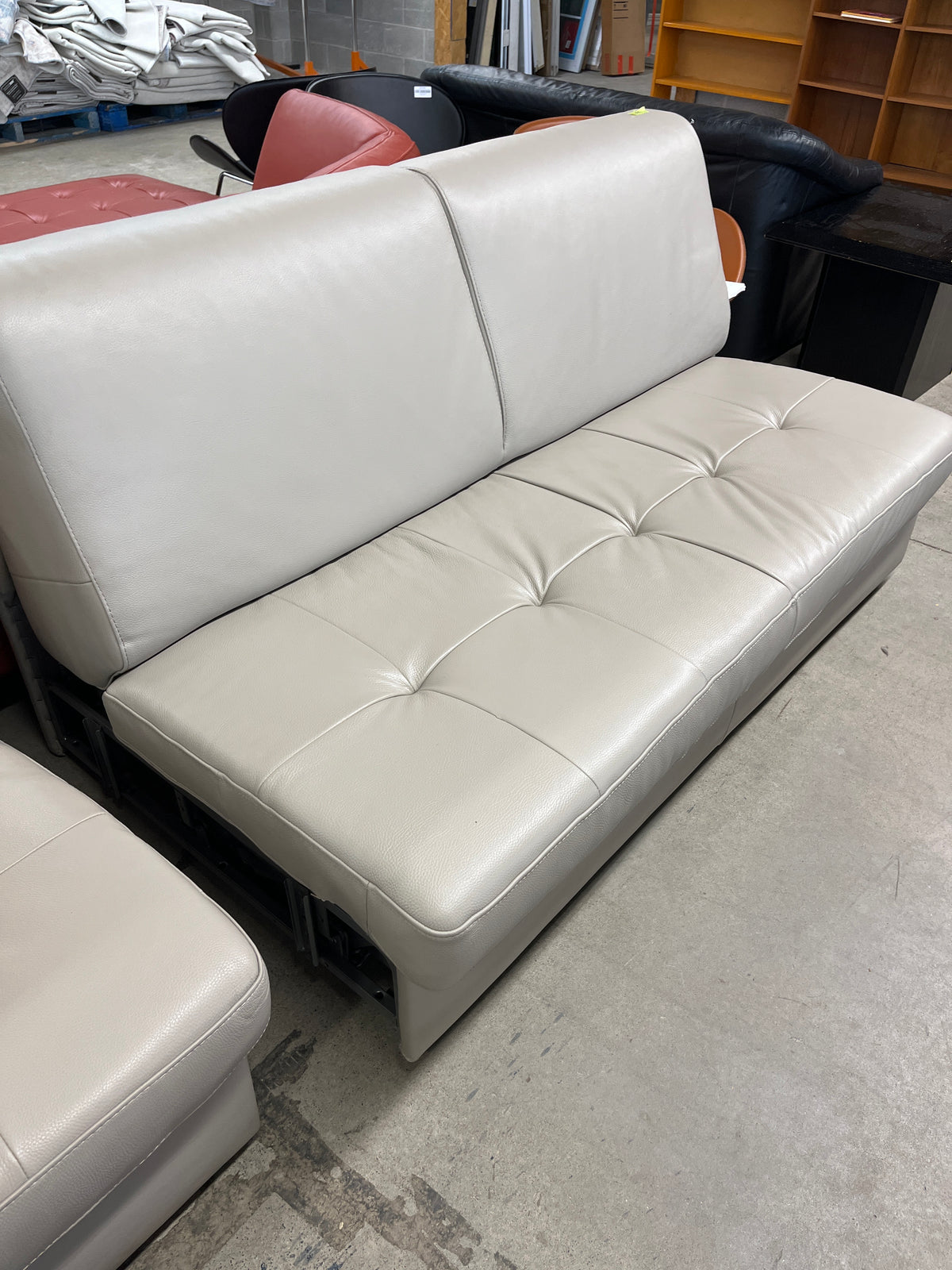 65" Beige Leather Sofa Bed