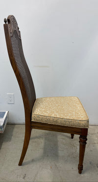 Carved Wooden Dining Chairs with Gold Fabric Seat (set of 5)