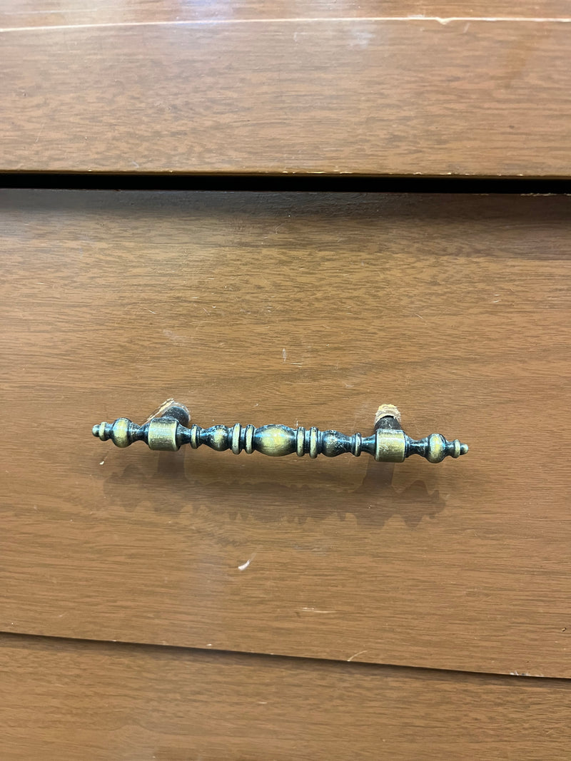 6 Drawer Dresser With Mixed Brass Hardware & Tapered Legs