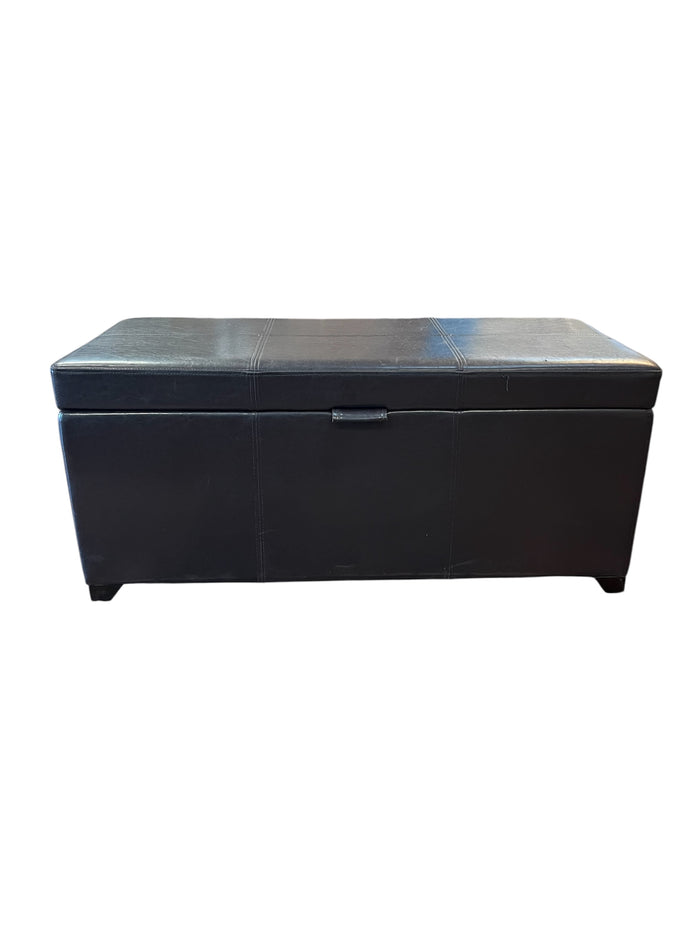 Dark Brown Storage Ottoman Bench With Handles & Lift Top