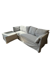 Grey Upholstered Sofa With Ottoman