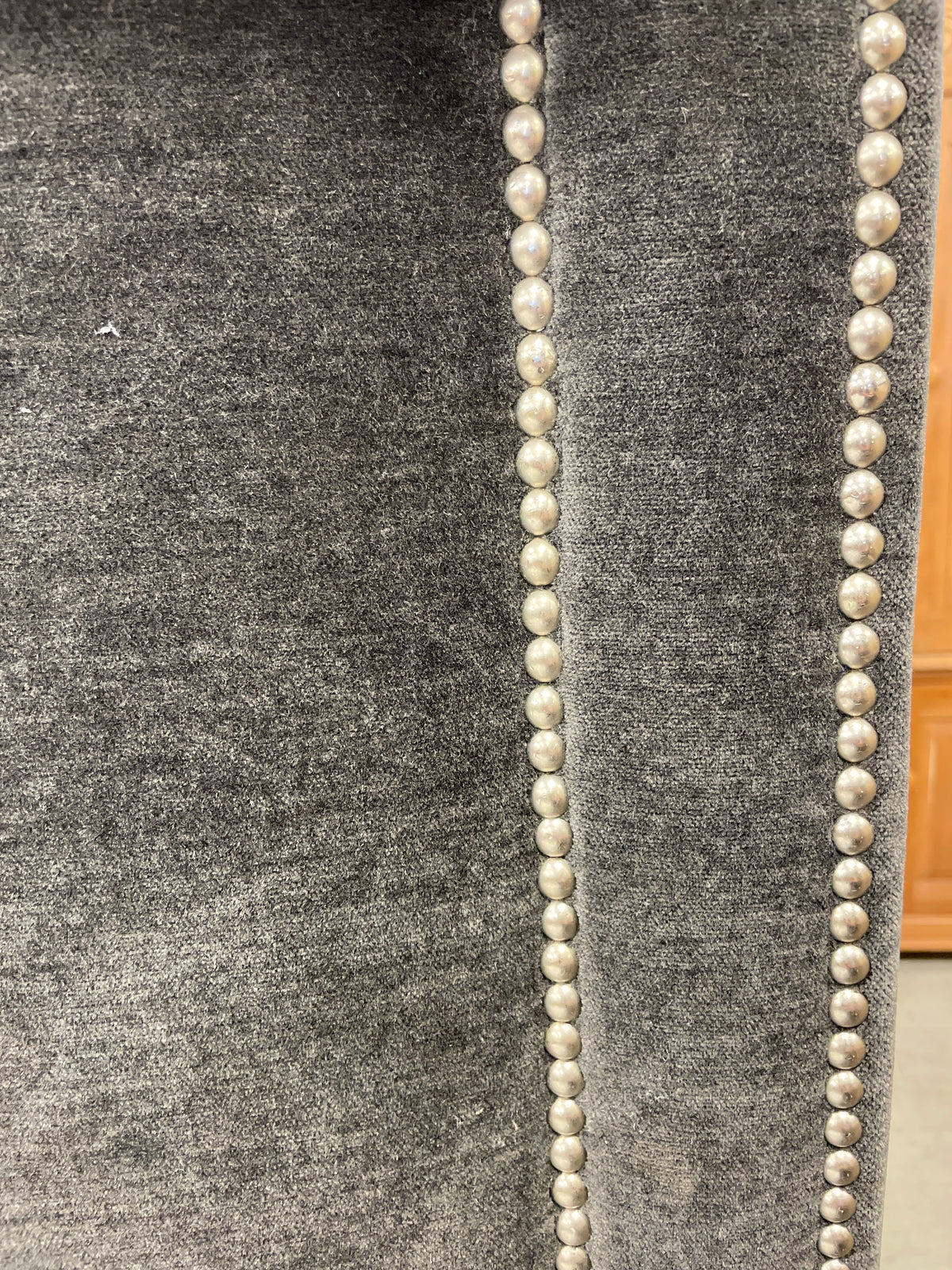 Grey fabric kingsized bedframe