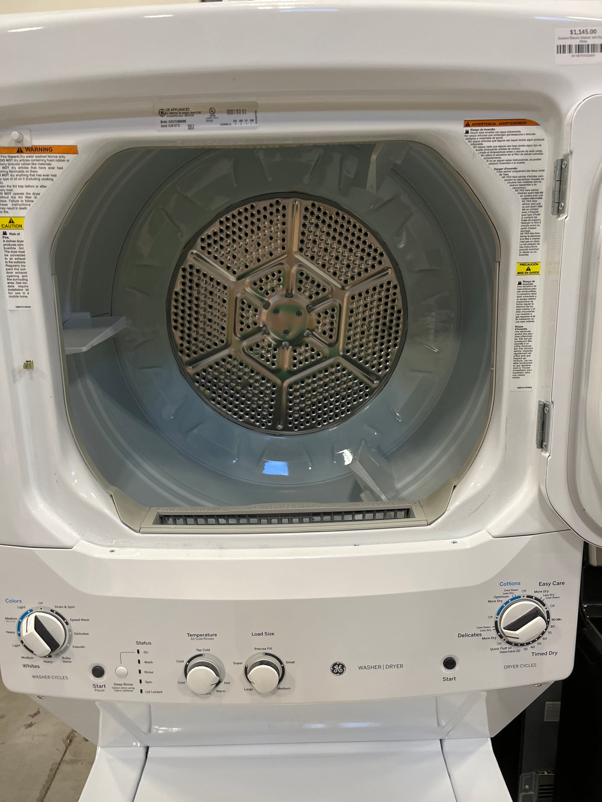 27" Stacked Electric Washer & Dryer in White