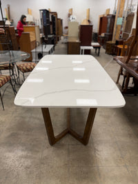 Modern Contemporary White Marble Quartz Top Dining Table