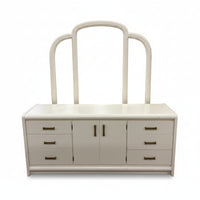 Retro Cream-Colored Dresser with Large Mirror