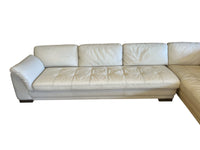 Roche Bobois Cream Leather Sectional Sofa w/ Chaise