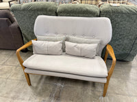 Contemporary Elm Wood and Beige Loveseat