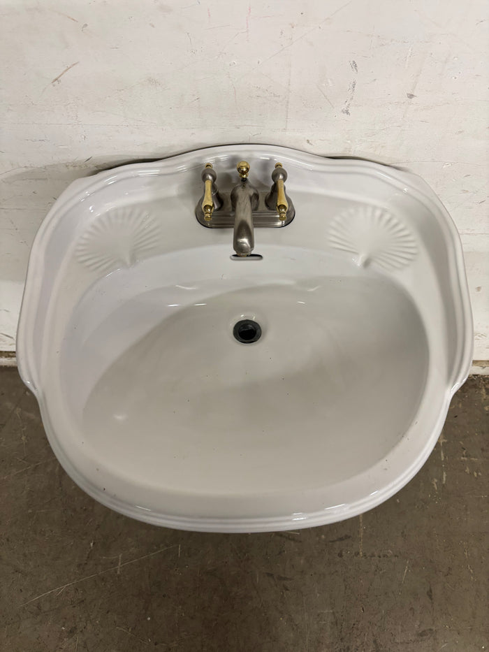 25”W Clamshell Porcelain Pedestal Sink