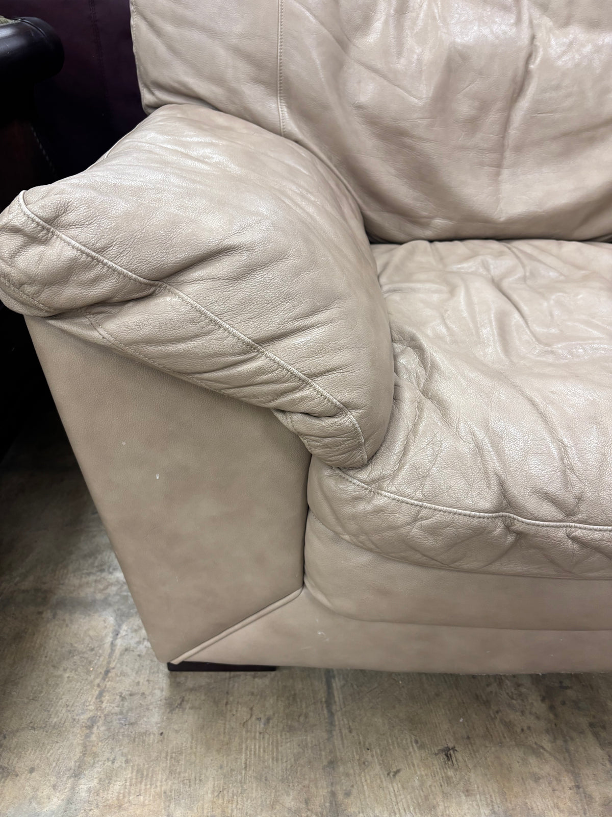 Beige Leather Armchair