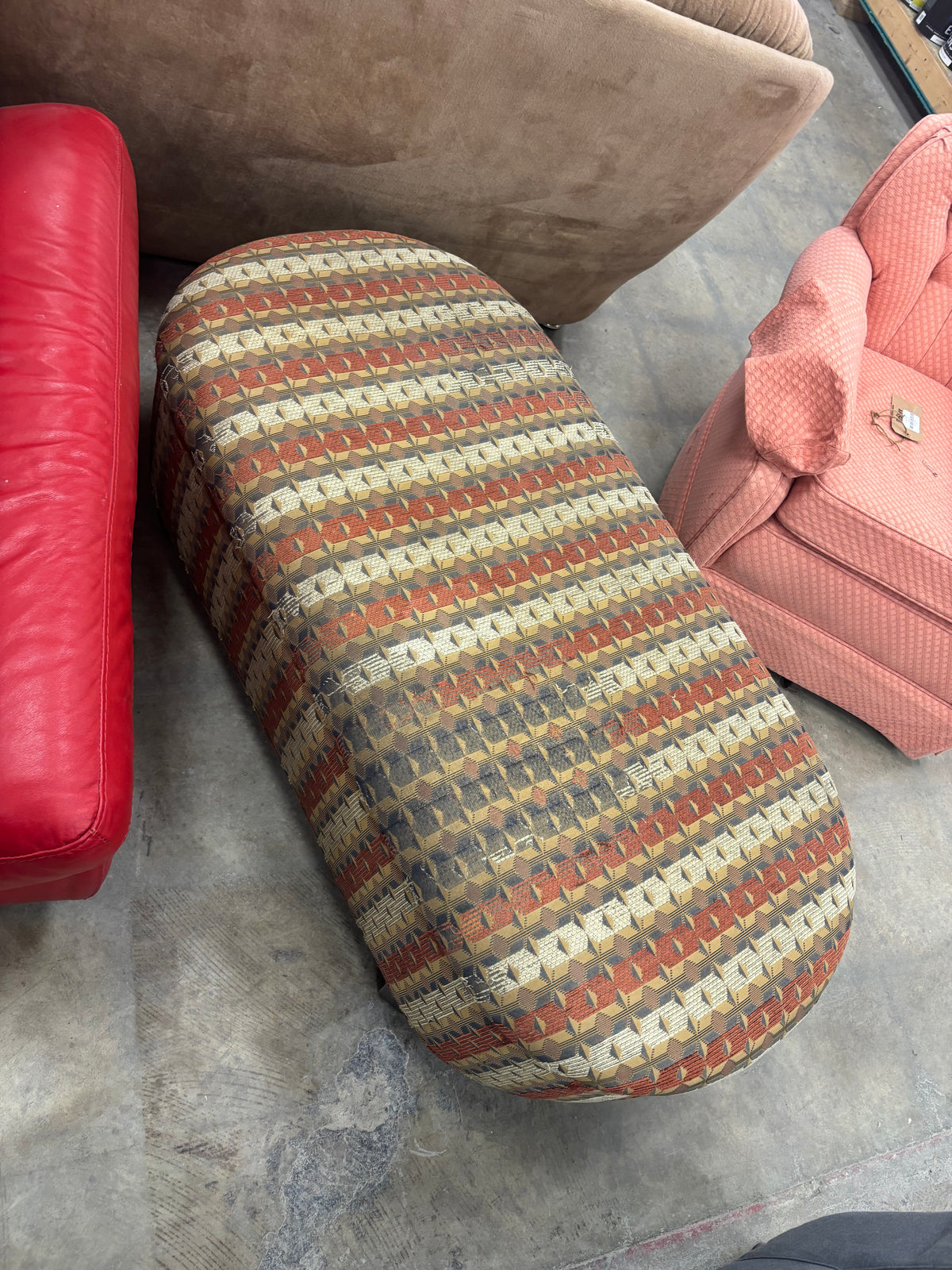 Patterned Oval Ottoman
