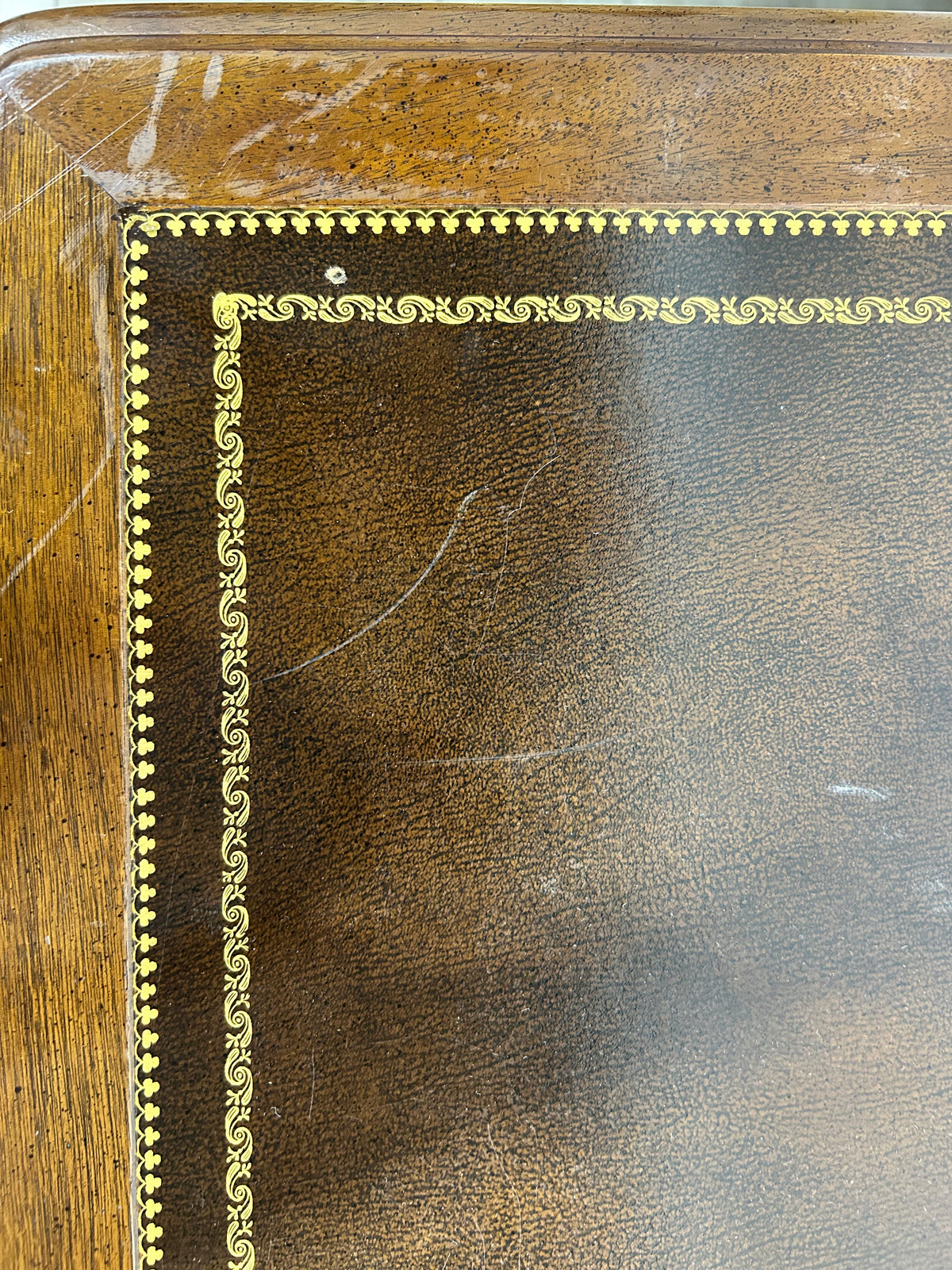 Eleo Desk with Embossed Brown Leather