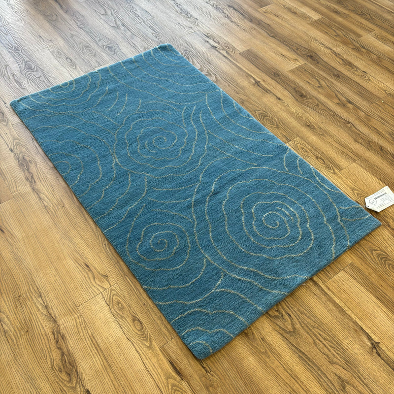 3x5-ft Tingpa Nickel Blue Rug, Wool and Silk, 2-0060554