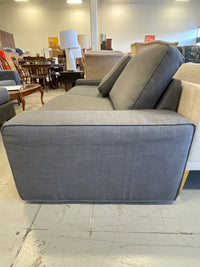 2-Seat Gray Fabric Low Sofa