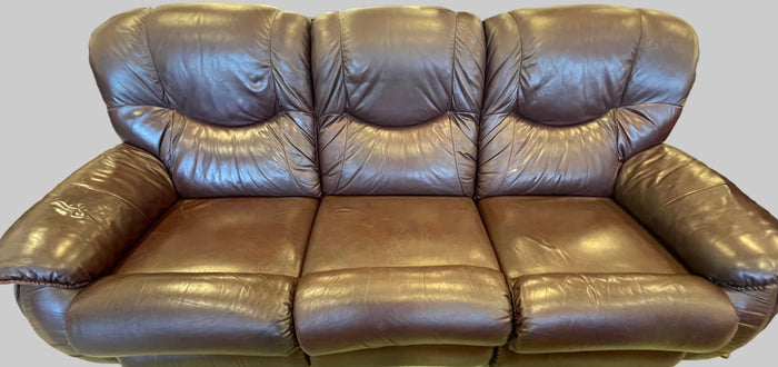 Deep Brown Leather-look 3-Seat Recliner Sofa