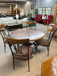 46"W Wood and Metal Dining Set
