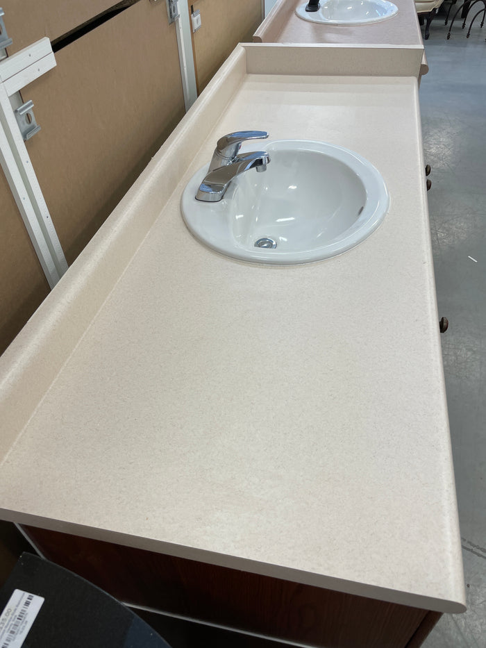 Vintage Bathroom Vanity Cabinet - Cream Top, 3 Doors