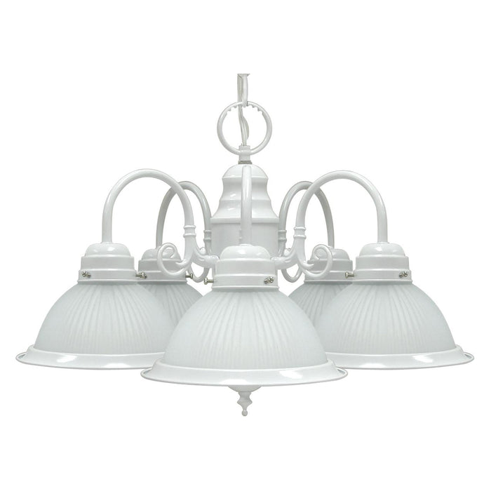 5-Light Frosted Glass Chandelier in White A5605F-1
